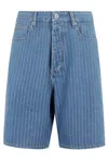 Drôle De Monsieur Le Short Baggy Rayures In Light Blue