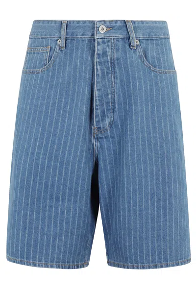 Drôle De Monsieur Le Short Baggy Rayures In Blue