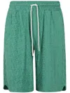 Drôle De Monsieur Logo Patterned Shorts Featuring Pockets In Emeraude