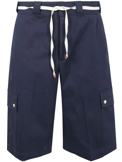 Drôle De Monsieur Le Short Workwear Chevron In Blue
