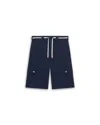 Drôle De Monsieur Chevron Cargo Workwear Shorts Drawstring In Blue
