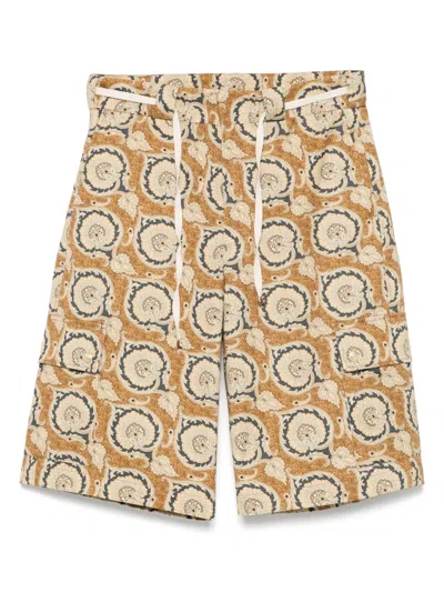 Drôle De Monsieur Le Short Workwear Paisley Shorts In Yellow