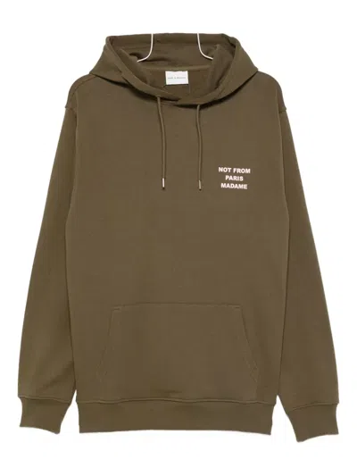 Drôle De Monsieur Le Slogan Cotton Hoodie In Green