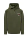 Drôle De Monsieur Olive Green Cotton Slogan Fleurs Sweatshirt In Kaki