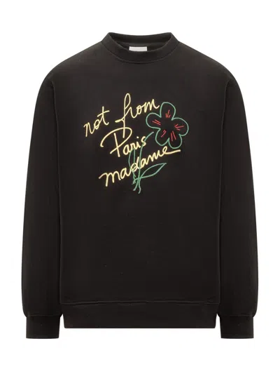 Drôle De Monsieur Slogan-print Cotton Sweatshirt In Black