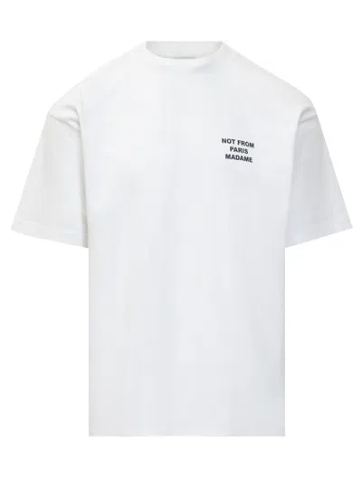 Drôle De Monsieur Slogan-print Cotton T-shirt In White
