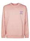 Drôle De Monsieur Cursive Slogan Embroidered Crew Neck Sweater In Pink