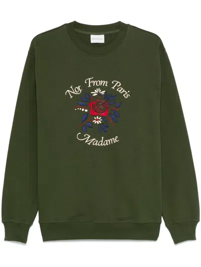 Drôle De Monsieur Le Sweatshirt Slogan Fleurs Sweatshirt In 绿色