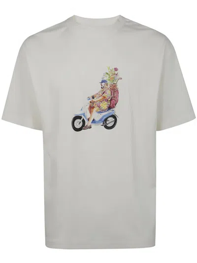 Drôle De Monsieur "golfeu" Print Crew Neck T-shirt In White