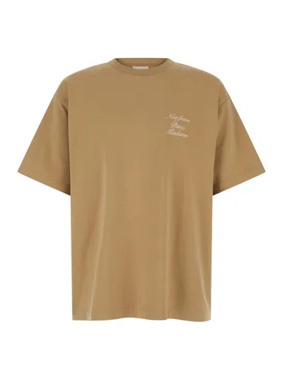 Drôle De Monsieur Embroidered-slogan T-shirt In Brown