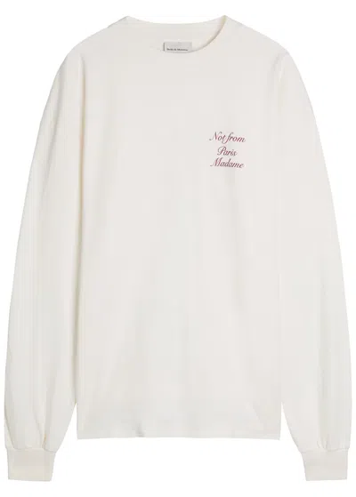 Drôle De Monsieur Le T-shirt Slogan Calligraphy Printed Cotton T-shirt In White