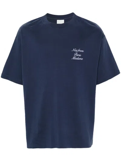 Drôle De Monsieur Le T-shirt Slogan Calligraphy T-shirt In Blue
