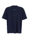 Drôle De Monsieur Le T-shirt Slogan Classique Blue Crewneck T-shirt With Slogan Print Detail On The Front In Cotton Ma In Blue