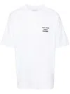 Drôle De Monsieur White Crewneck T-shirt With Slogan Print On The Front And Back In Cotton Man In White