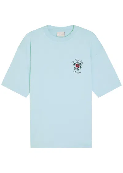 Drôle De Monsieur Le T-shirt Slogan Printed Cotton T-shirt In Blue