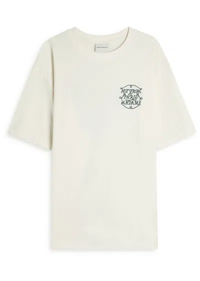 Drôle De Monsieur Le T-shirt Slogan Tresses Embroidered Cotton T-shirt In Neutral