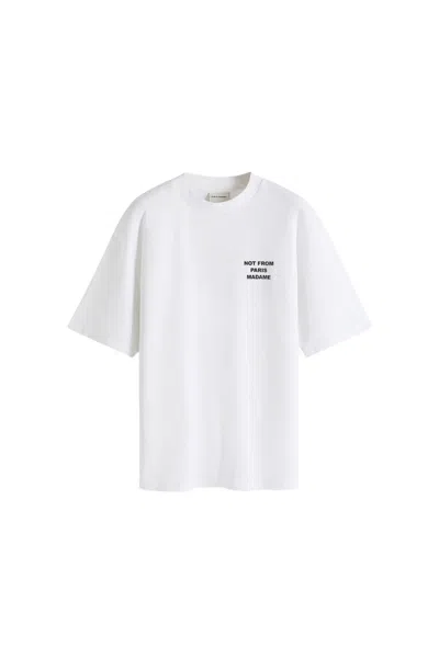 Drôle De Monsieur White Crewneck T-shirt With Slogan Print On The Front And Back In Cotton Man