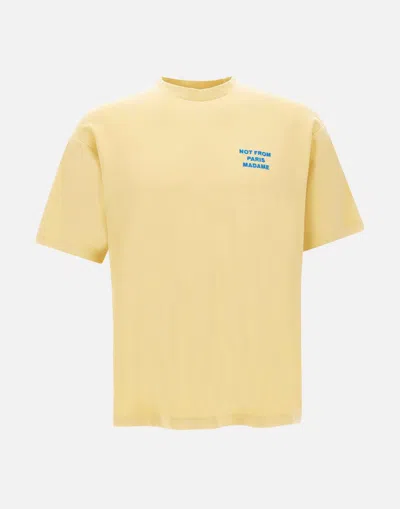 Drôle De Monsieur Le T-shirt Slogan Cotton T-shirt In Yellow