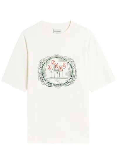 Drôle De Monsieur Le Tshirt Plateau Printed Cotton T-shirt In White