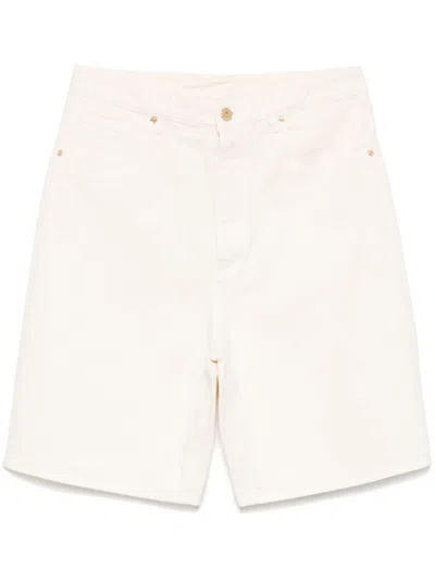 Drôle De Monsieur Light Beige Shorts With Button Fly In White