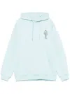 Drôle De Monsieur Logo Embroidered Hooded Sweatshirt In Light Blue
