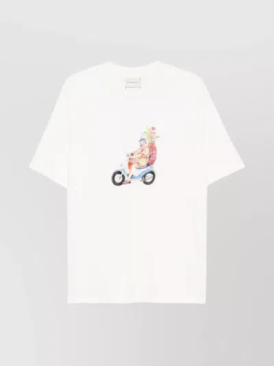 Drôle De Monsieur Logo Crew Neck Graphic Print Short Sleeve T-shirt In White