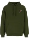 Drôle De Monsieur Olive Green Cotton Slogan Fleurs Sweatshirt In Green