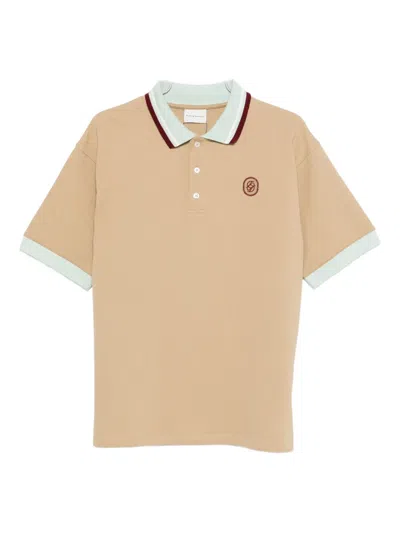 Drôle De Monsieur Logo-embroidered Polo Shirt In Neutral