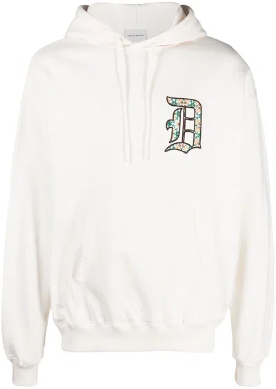 Drôle De Monsieur Graphic Print Logo Hooded Sweatshirt In Beige