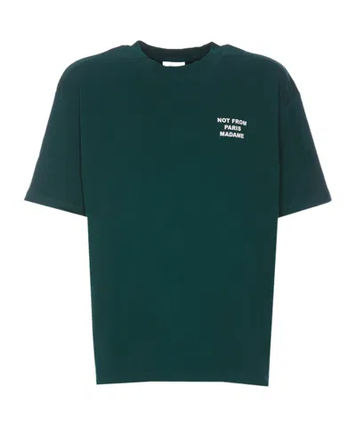 Drôle De Monsieur Crewneck Graphic Print Short Sleeves Slogan T-shirt In Green