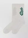 Drôle De Monsieur Logo Ribbed Crew Length Socks In White