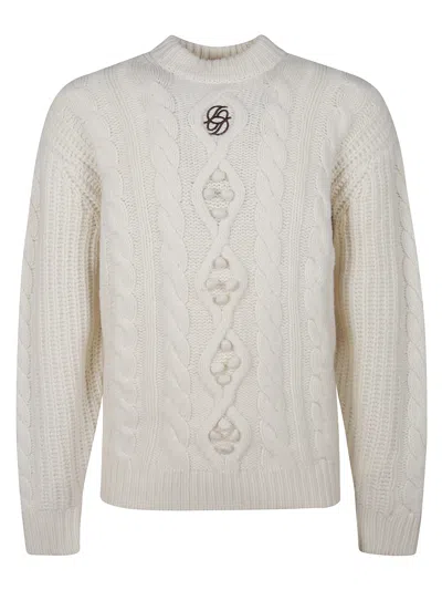 Drôle De Monsieur Drole De Monsieur Round Neck Long Sleeve Sweater For Men In White