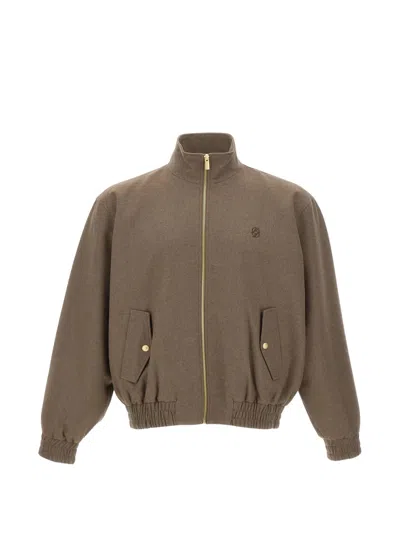 Drôle De Monsieur Drole De Monsieur Logo-embroidered Elasticated Jacket In Brown
