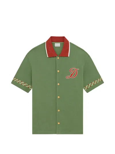 Drôle De Monsieur Logo-embroidered Shirt In Green