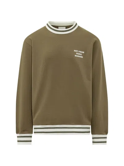 Drôle De Monsieur Logo-print Striped-trim Sweatshirt In Green