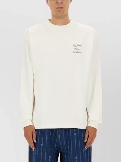 Drôle De Monsieur Long Sleeve Graphic Print Crew Neck T-shirt In White