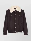 Drôle De Monsieur Long Sleeve Jacket With Faux Fur Collar In Brown