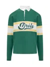 Drôle De Monsieur Green Long Sleeved Polo Shirt With Drole Print In Green