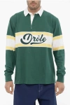 Drôle De Monsieur Green Long Sleeved Polo Shirt With Drole Print