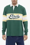 Drôle De Monsieur Green Long Sleeved Polo Shirt With Drole Print In Green