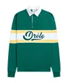 Drôle De Monsieur Green Long Sleeved Polo Shirt With Drole Print In Green