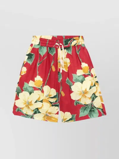 Drôle De Monsieur Luciano Floral Print Knee Length Shorts In Red