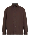 DRÔLE DE MONSIEUR DRÔLE DE MONSIEUR MAN SHIRT BROWN SIZE M POLYESTER, COTTON