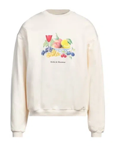 Drôle De Monsieur Man Sweatshirt Cream Size L Cotton In White