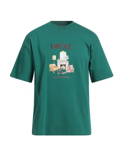 Drôle De Monsieur Man T-shirt Dark Green Size S Cotton