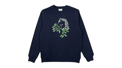 Pre-owned Drôle De Monsieur Men's Drole De Monsieur Le Sweat Crewneck Sweatshirt In Navy Blue
