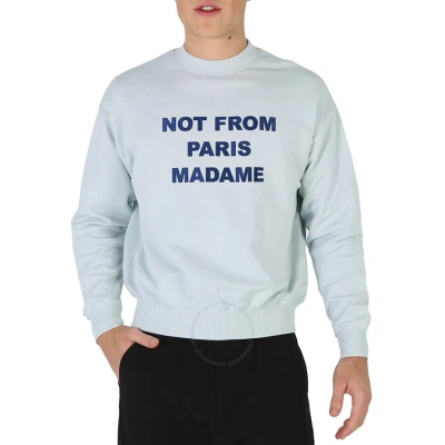Drôle De Monsieur Drole De Monsieur Men's Light Blue Slogan-print Cotton Sweatshirt
