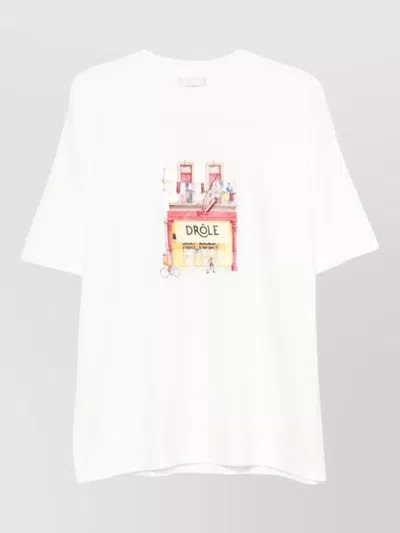 Drôle De Monsieur Mens Graphic Print Cotton Logo T-shirt In White