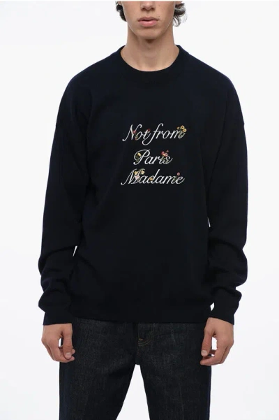 Drôle De Monsieur Navy Blue Slogan Print Sweater