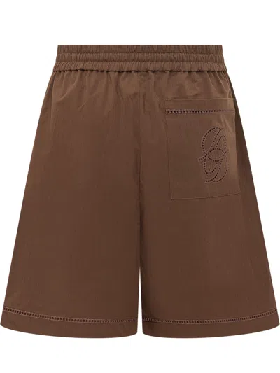 Drôle De Monsieur Drole De Monsieur Mini Shorts With Ethnic Inserts And Perforated Details In Brown